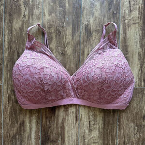 Knix Lace Deep V Bra Pink Sorbet Wireless Padded Light Support Bralette XXL